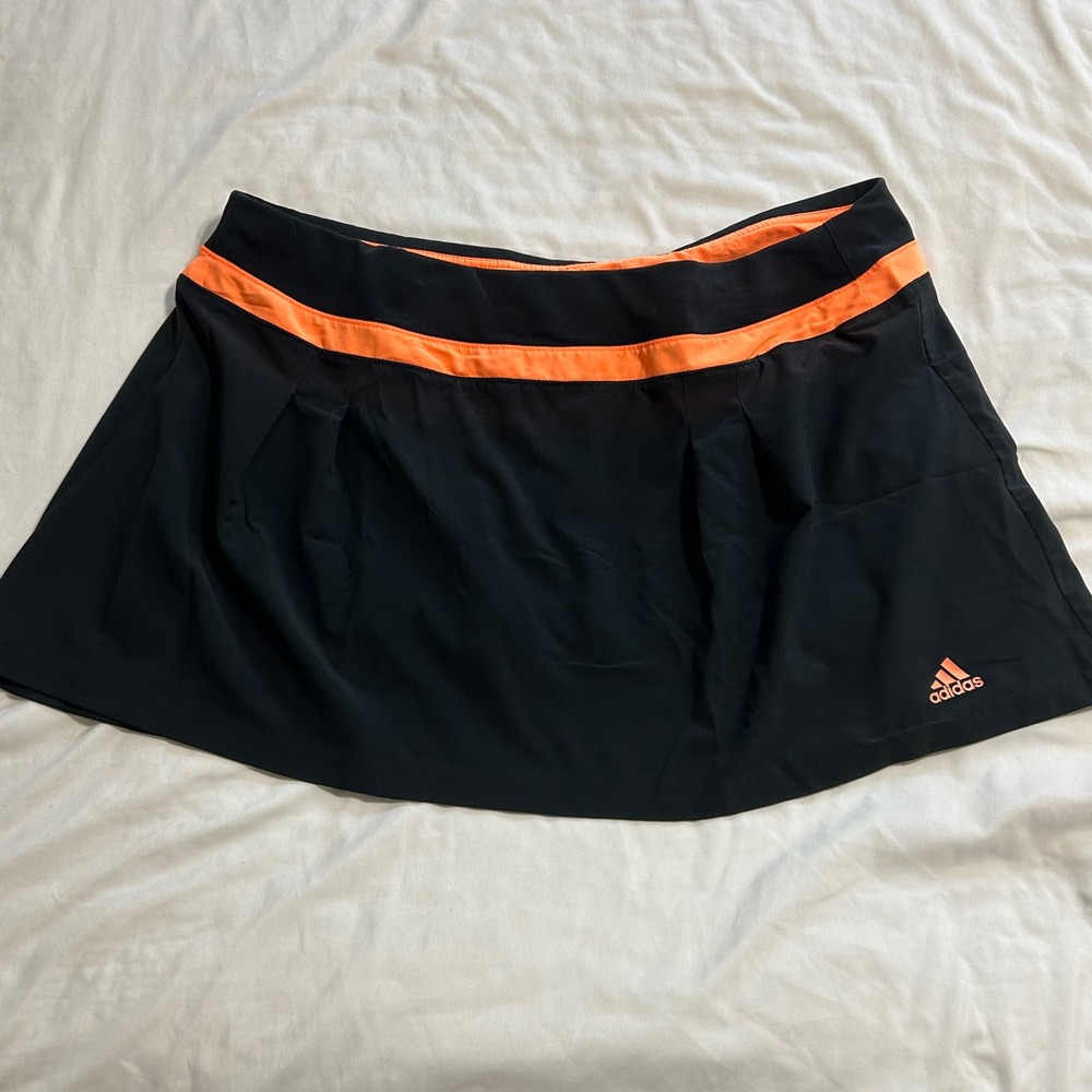 Adidas Womens Climalite Athletic Skort Black Orange Tennis Golf Skirt XL